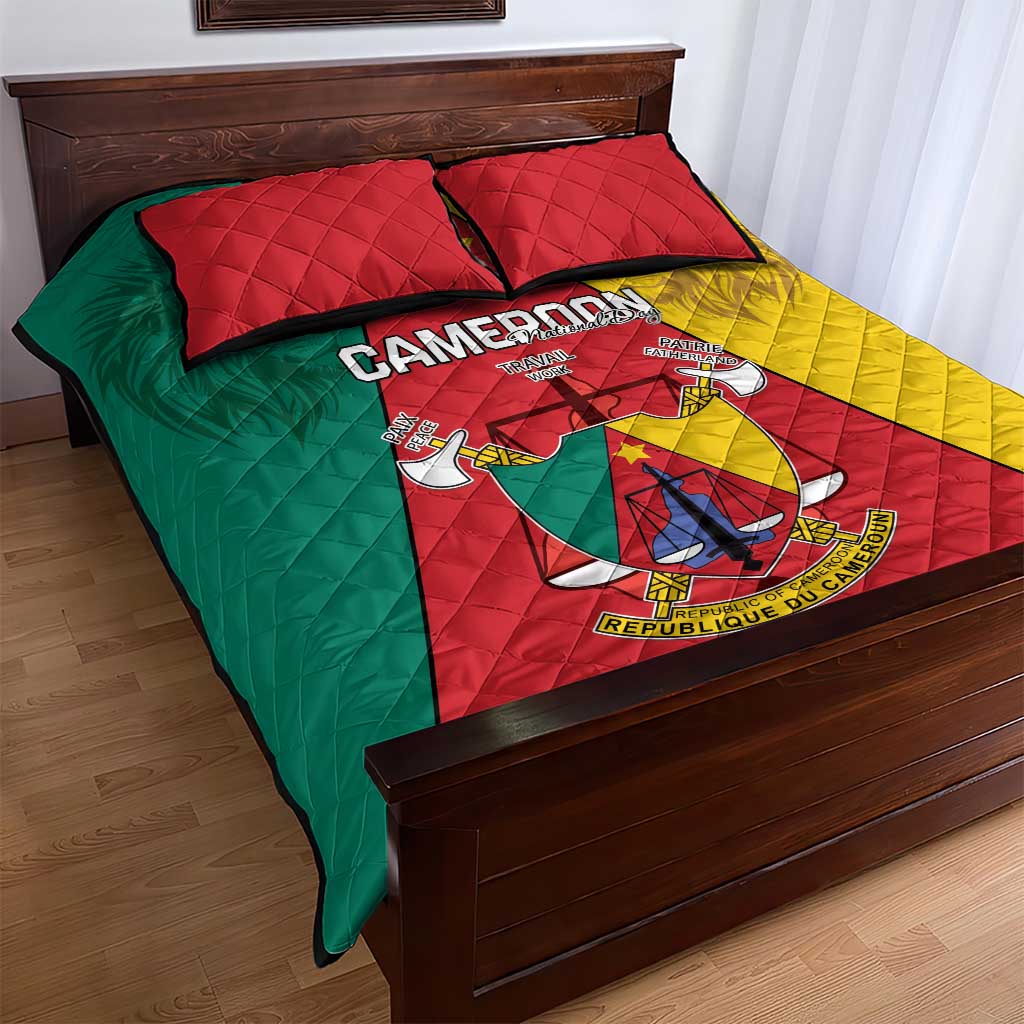 Cameroon National Day Quilt Bed Set Lion Mix Coat Of Arms Style