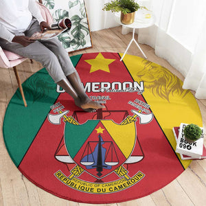 Cameroon National Day Round Carpet Lion Mix Coat Of Arms Style