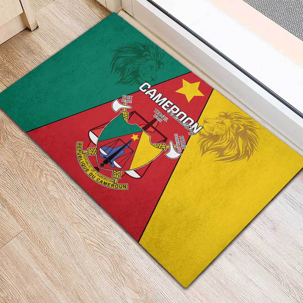 Cameroon National Day Rubber Doormat Lion Mix Coat Of Arms Style