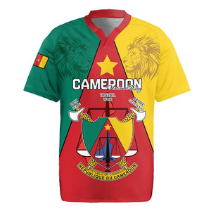 Personalised Cameroon National Day Rugby Jersey Lion Mix Coat Of Arms Style