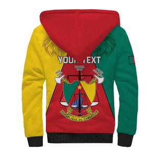 Personalised Cameroon National Day Sherpa Hoodie Lion Mix Coat Of Arms Style