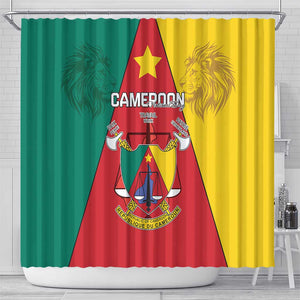 Cameroon National Day Shower Curtain Lion Mix Coat Of Arms Style