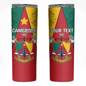 Personalised Cameroon National Day Skinny Tumbler Lion Mix Coat Of Arms Style