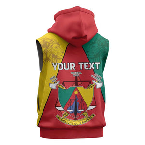 Personalised Cameroon National Day Sleeveless Zip Hoodie Lion Mix Coat Of Arms Style - African Pride