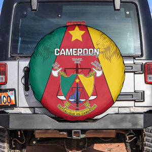 Cameroon National Day Spare Tire Cover Lion Mix Coat Of Arms Style