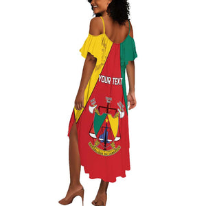 Personalised Cameroon National Day Summer Maxi Dress Lion Mix Coat Of Arms Style