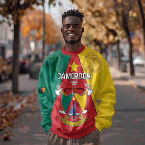 Personalised Cameroon National Day Sweatshirt Lion Mix Coat Of Arms Style