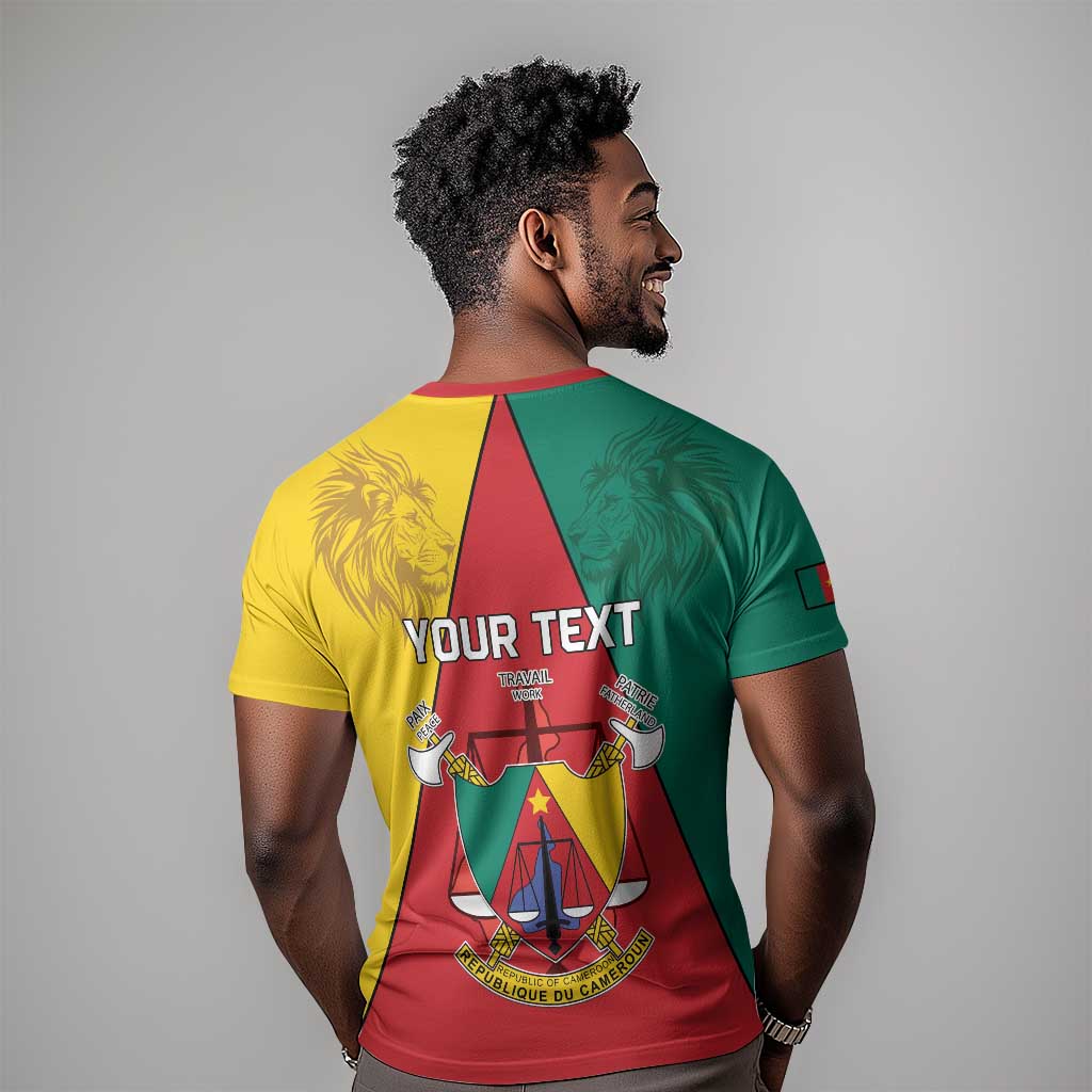 Personalised Cameroon National Day T shirt Lion Mix Coat Of Arms Style