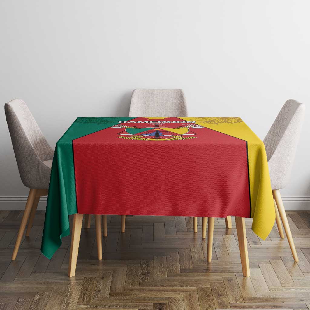 Cameroon National Day Tablecloth Lion Mix Coat Of Arms Style