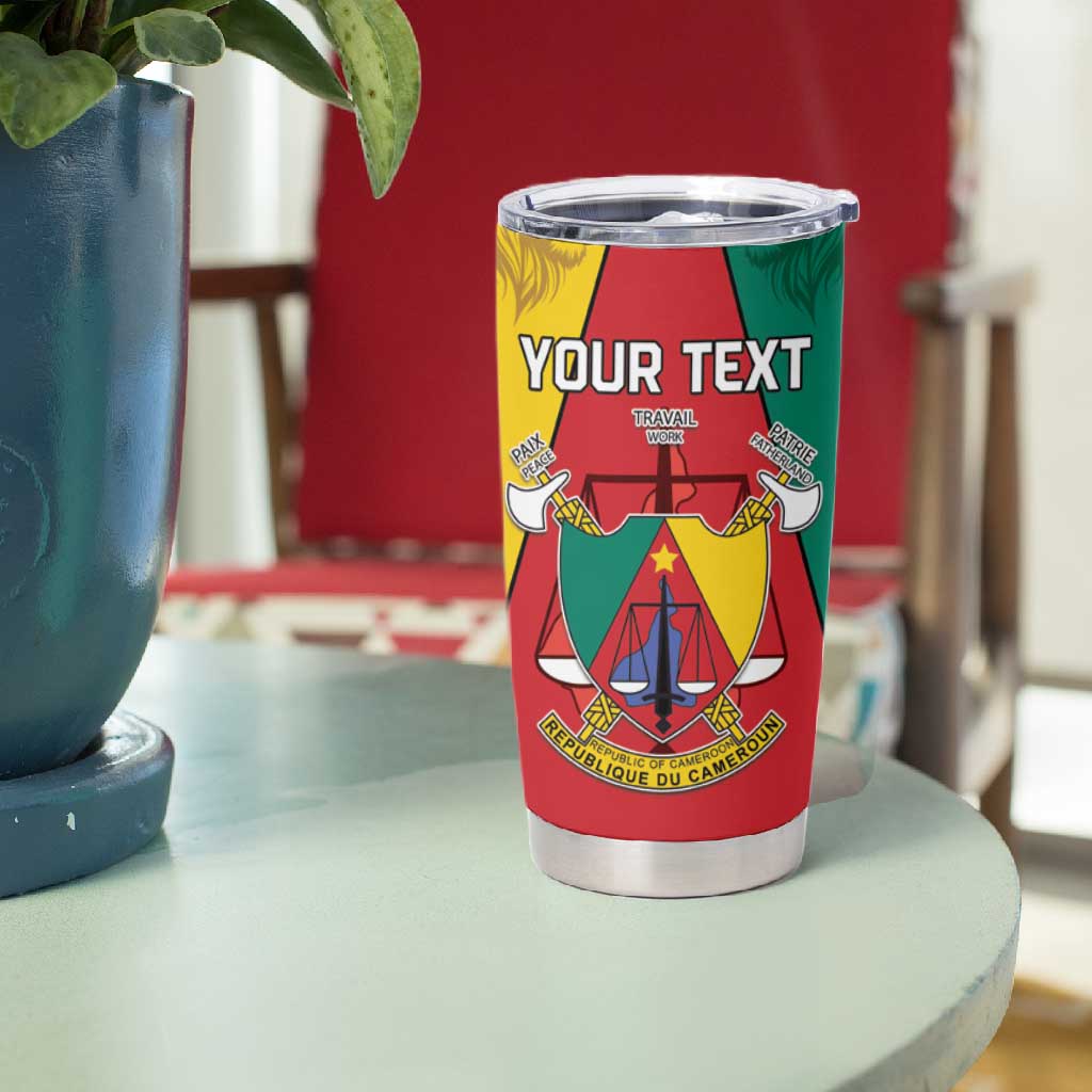 Personalised Cameroon National Day Tumbler Cup Lion Mix Coat Of Arms Style