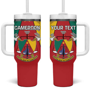 Personalised Cameroon National Day Tumbler With Handle Lion Mix Coat Of Arms Style