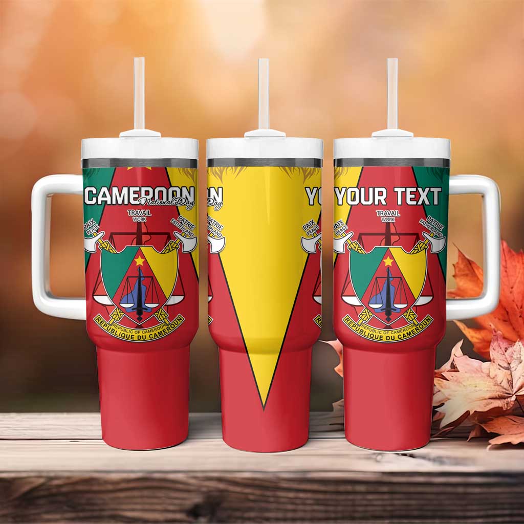 Personalised Cameroon National Day Tumbler With Handle Lion Mix Coat Of Arms Style