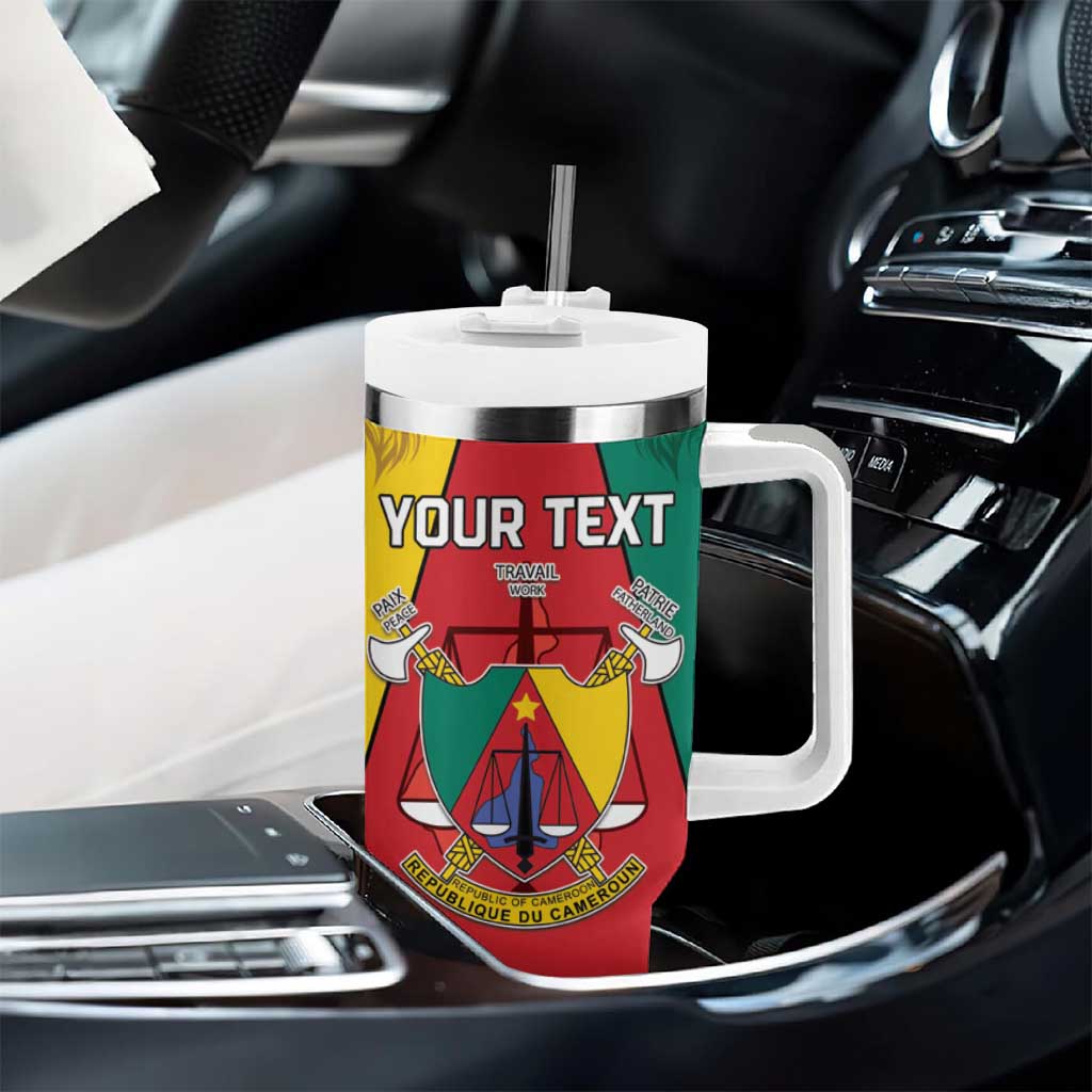 Personalised Cameroon National Day Tumbler With Handle Lion Mix Coat Of Arms Style