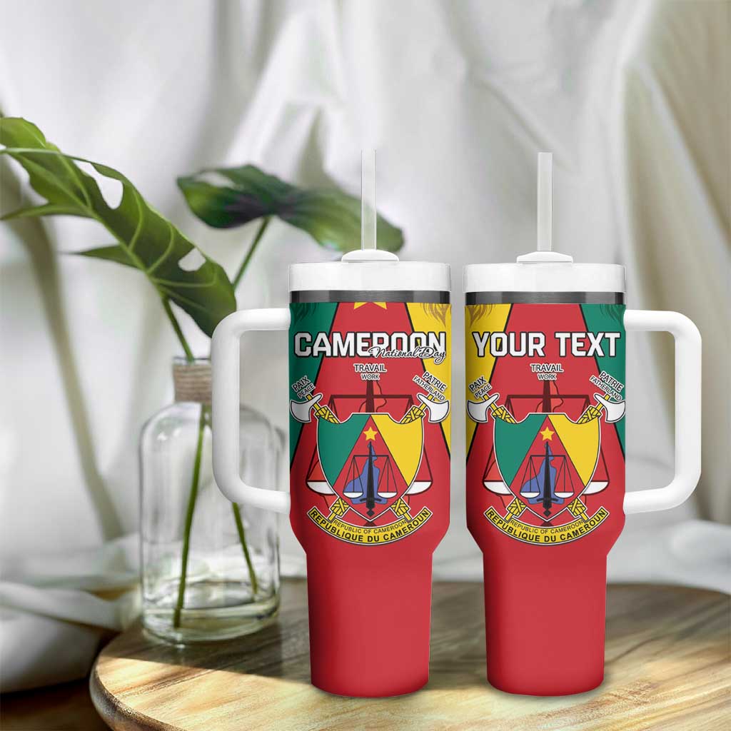 Personalised Cameroon National Day Tumbler With Handle Lion Mix Coat Of Arms Style