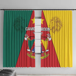 Cameroon National Day Window Curtain Lion Mix Coat Of Arms Style
