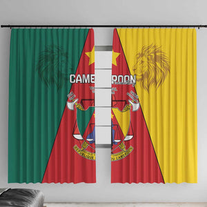 Cameroon National Day Window Curtain Lion Mix Coat Of Arms Style