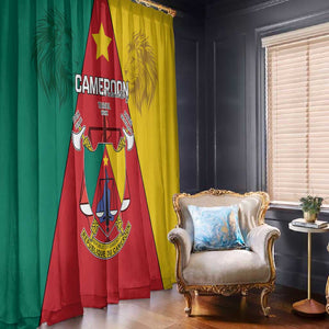 Cameroon National Day Window Curtain Lion Mix Coat Of Arms Style