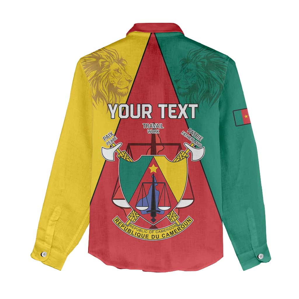 Personalised Cameroon National Day Women Casual Shirt Lion Mix Coat Of Arms Style