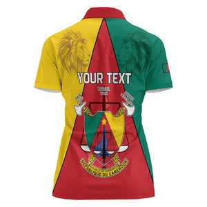 Personalised Cameroon National Day Women Polo Shirt Lion Mix Coat Of Arms Style