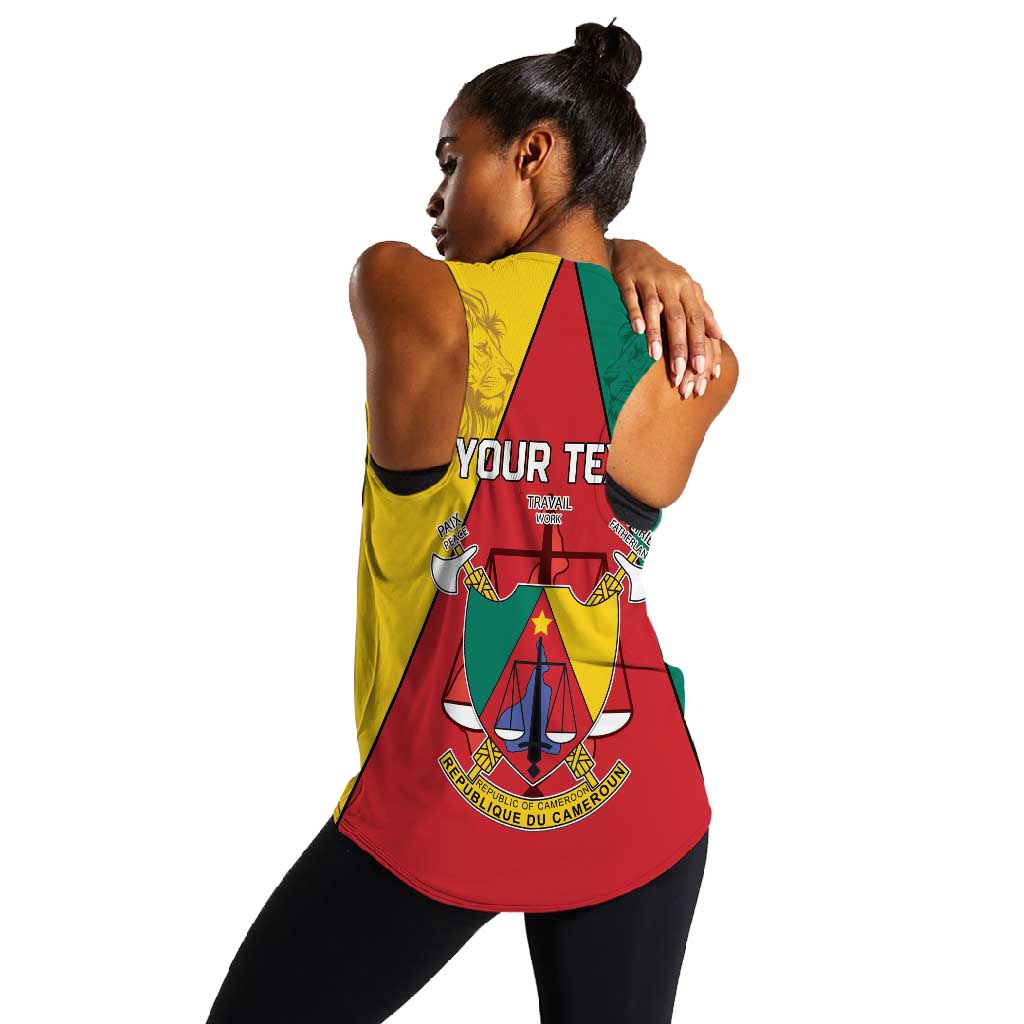 Personalised Cameroon National Day Women Racerback Tank Lion Mix Coat Of Arms Style