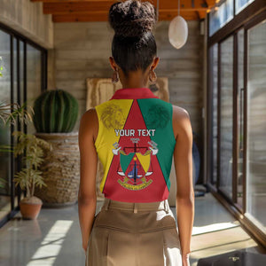 Personalised Cameroon National Day Women Sleeveless Polo Shirt Lion Mix Coat Of Arms Style