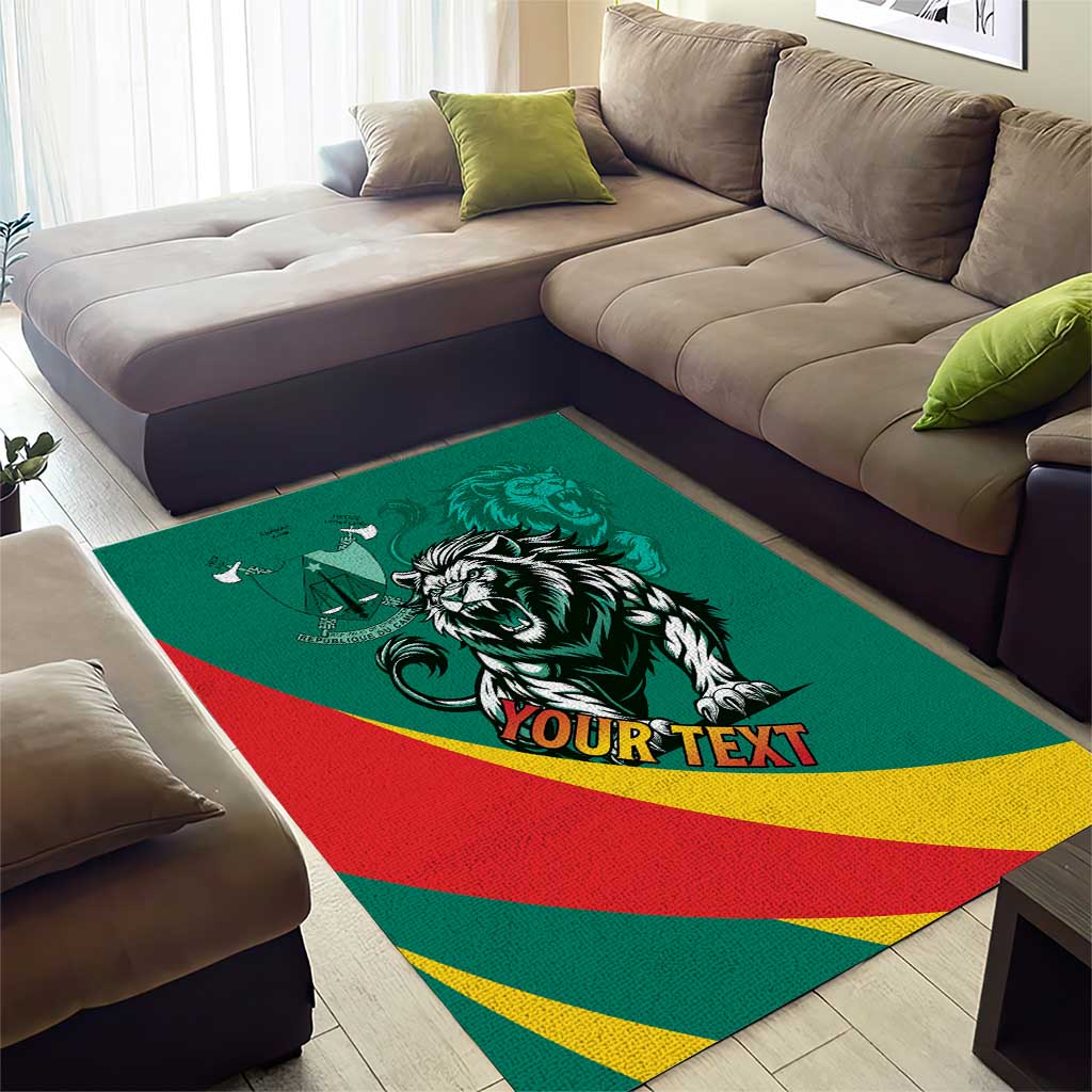 Personalised Happy Cameroon National Day Area Rug Lion With Coat Of Arms - Curve Style