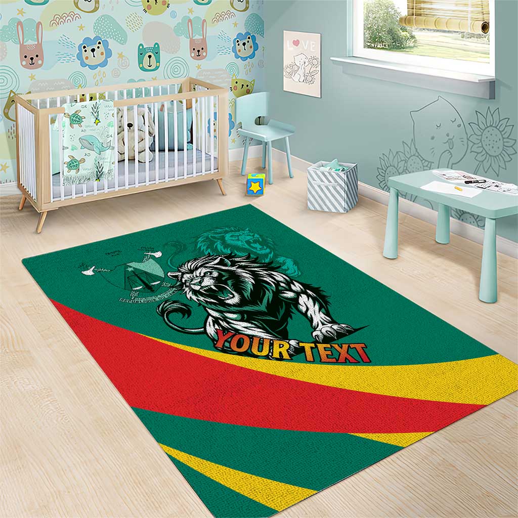 Personalised Happy Cameroon National Day Area Rug Lion With Coat Of Arms - Curve Style