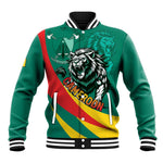 Personalised Happy Cameroon National Day Baseball Jacket Lion With Coat Of Arms - Curve Style