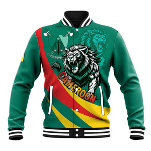Personalised Happy Cameroon National Day Baseball Jacket Lion With Coat Of Arms - Curve Style