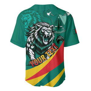 Personalised Happy Cameroon National Day Baseball Jersey Lion With Coat Of Arms - Curve Style