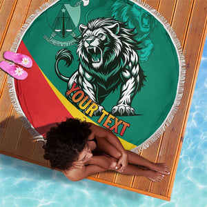 Personalised Happy Cameroon National Day Beach Blanket Lion With Coat Of Arms - Curve Style