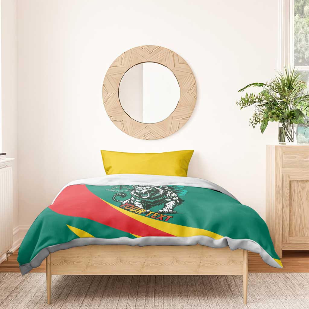 Personalised Happy Cameroon National Day Bedding Set Lion With Coat Of Arms - Curve Style