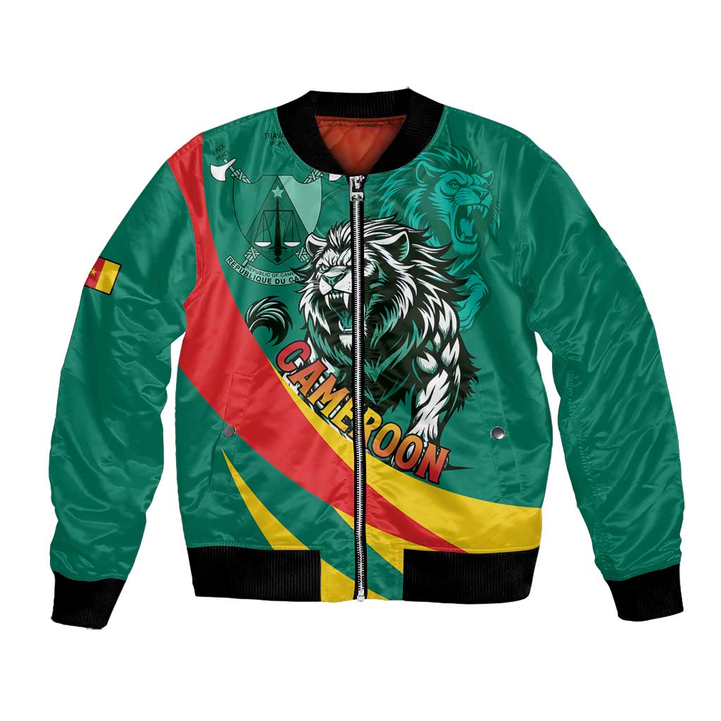 Personalised Happy Cameroon National Day Bomber Jacket Lion With Coat Of Arms - Curve Style