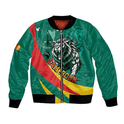 Personalised Happy Cameroon National Day Bomber Jacket Lion With Coat Of Arms - Curve Style