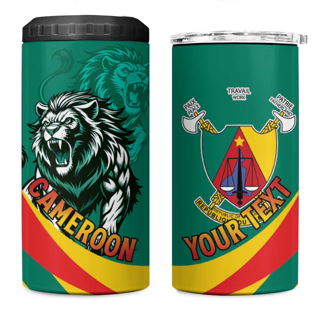 Personalised Happy Cameroon National Day 4 in 1 Can Cooler Tumbler Lion With Coat Of Arms - Curve Style