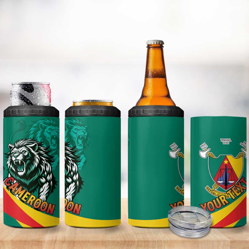 Personalised Happy Cameroon National Day 4 in 1 Can Cooler Tumbler Lion With Coat Of Arms - Curve Style