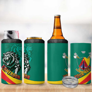 Personalised Happy Cameroon National Day 4 in 1 Can Cooler Tumbler Lion With Coat Of Arms - Curve Style