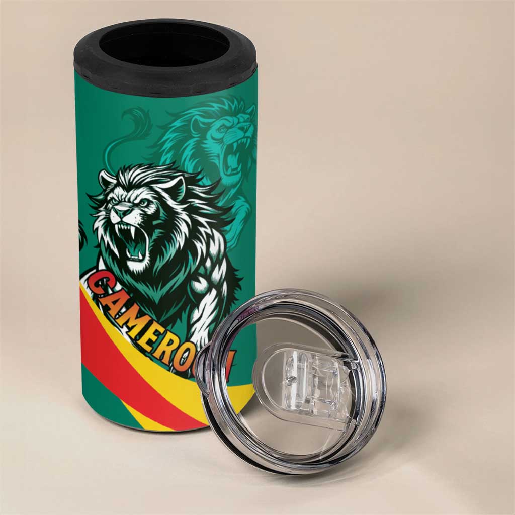 Personalised Happy Cameroon National Day 4 in 1 Can Cooler Tumbler Lion With Coat Of Arms - Curve Style