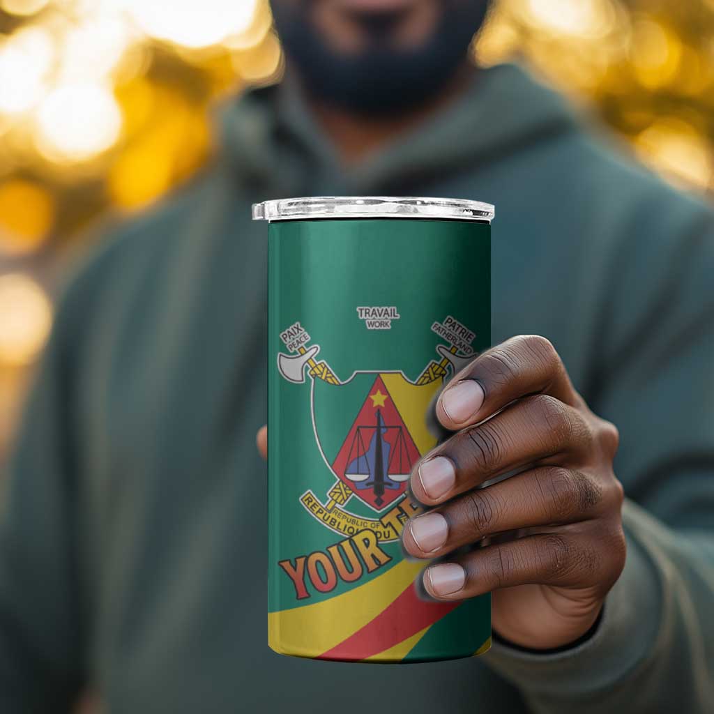 Personalised Happy Cameroon National Day 4 in 1 Can Cooler Tumbler Lion With Coat Of Arms - Curve Style