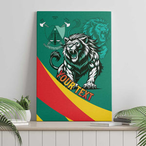 Personalised Happy Cameroon National Day Canvas Wall Art Lion With Coat Of Arms - Curve Style