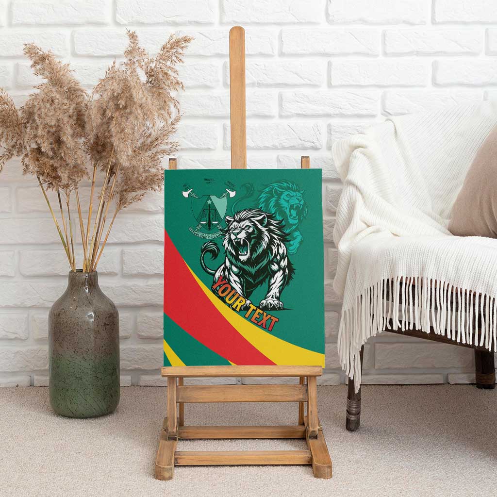 Personalised Happy Cameroon National Day Canvas Wall Art Lion With Coat Of Arms - Curve Style