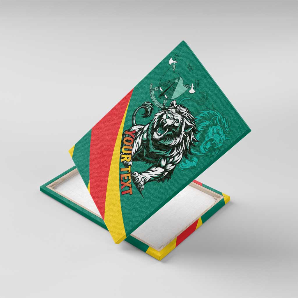Personalised Happy Cameroon National Day Canvas Wall Art Lion With Coat Of Arms - Curve Style