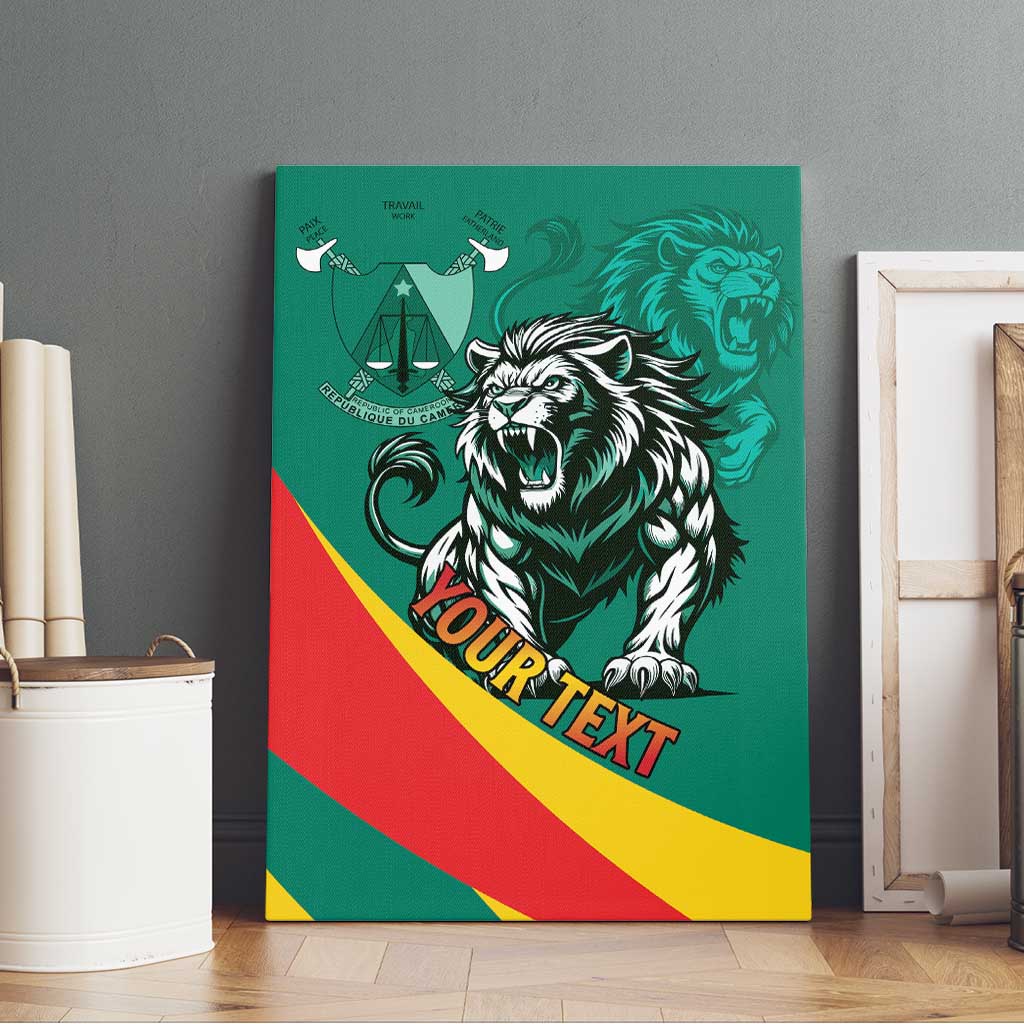 Personalised Happy Cameroon National Day Canvas Wall Art Lion With Coat Of Arms - Curve Style