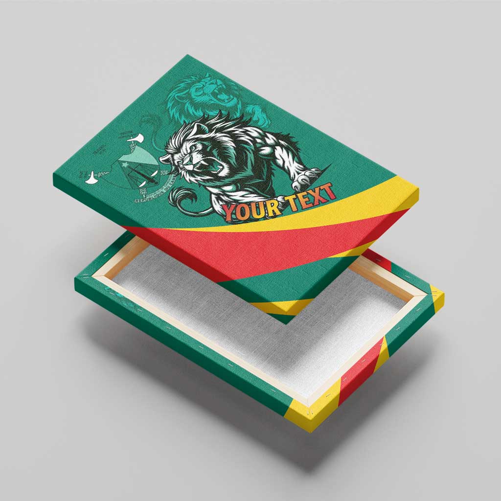 Personalised Happy Cameroon National Day Canvas Wall Art Lion With Coat Of Arms - Curve Style