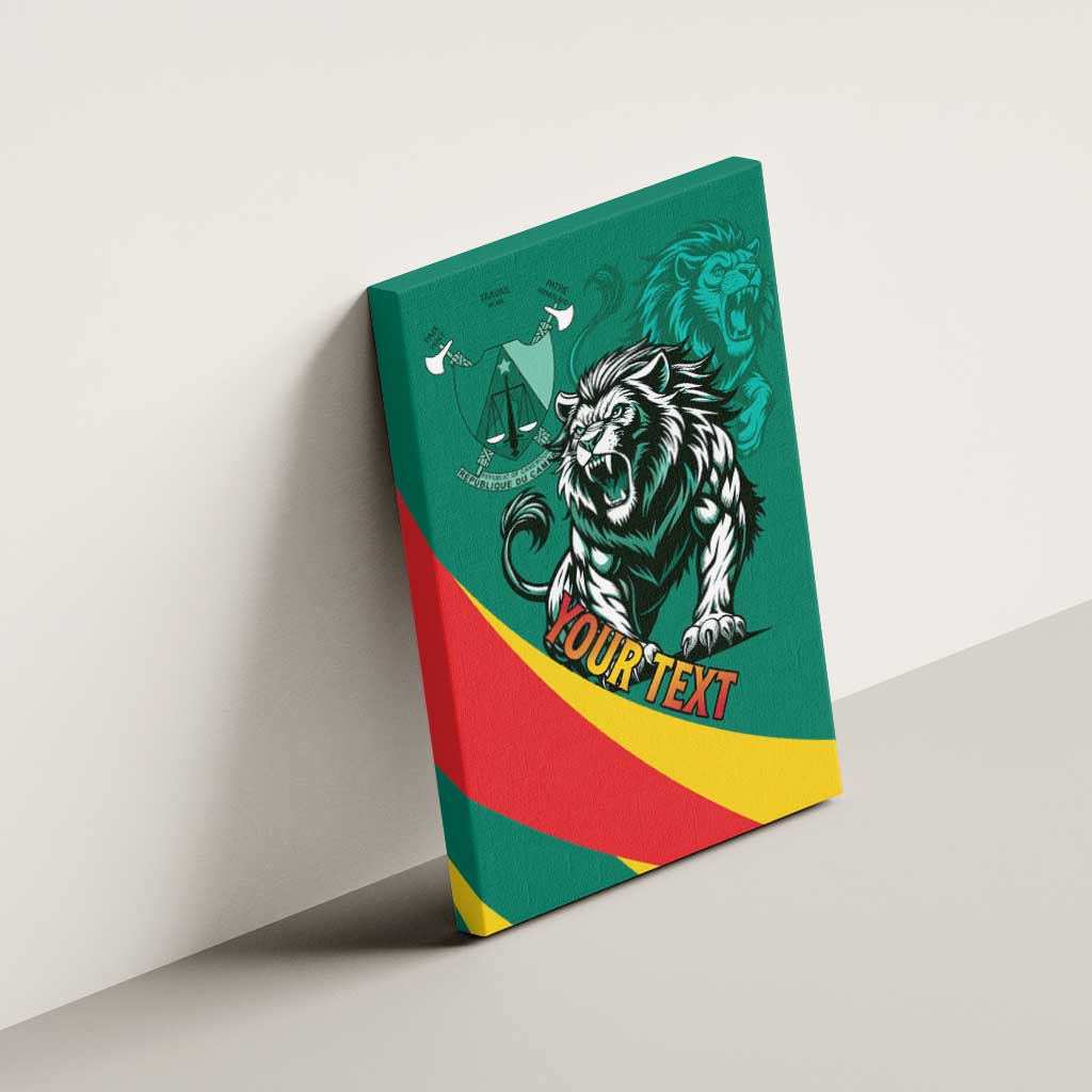 Personalised Happy Cameroon National Day Canvas Wall Art Lion With Coat Of Arms - Curve Style