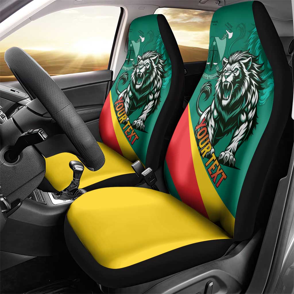 Personalised Happy Cameroon National Day Car Seat Cover Lion With Coat Of Arms - Curve Style