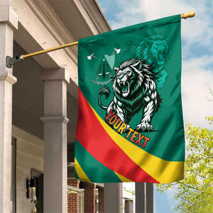 Personalised Happy Cameroon National Day Garden Flag Lion With Coat Of Arms - Curve Style
