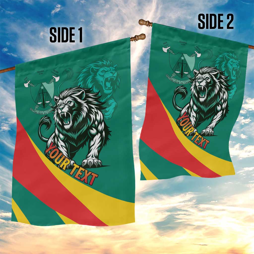 Personalised Happy Cameroon National Day Garden Flag Lion With Coat Of Arms - Curve Style