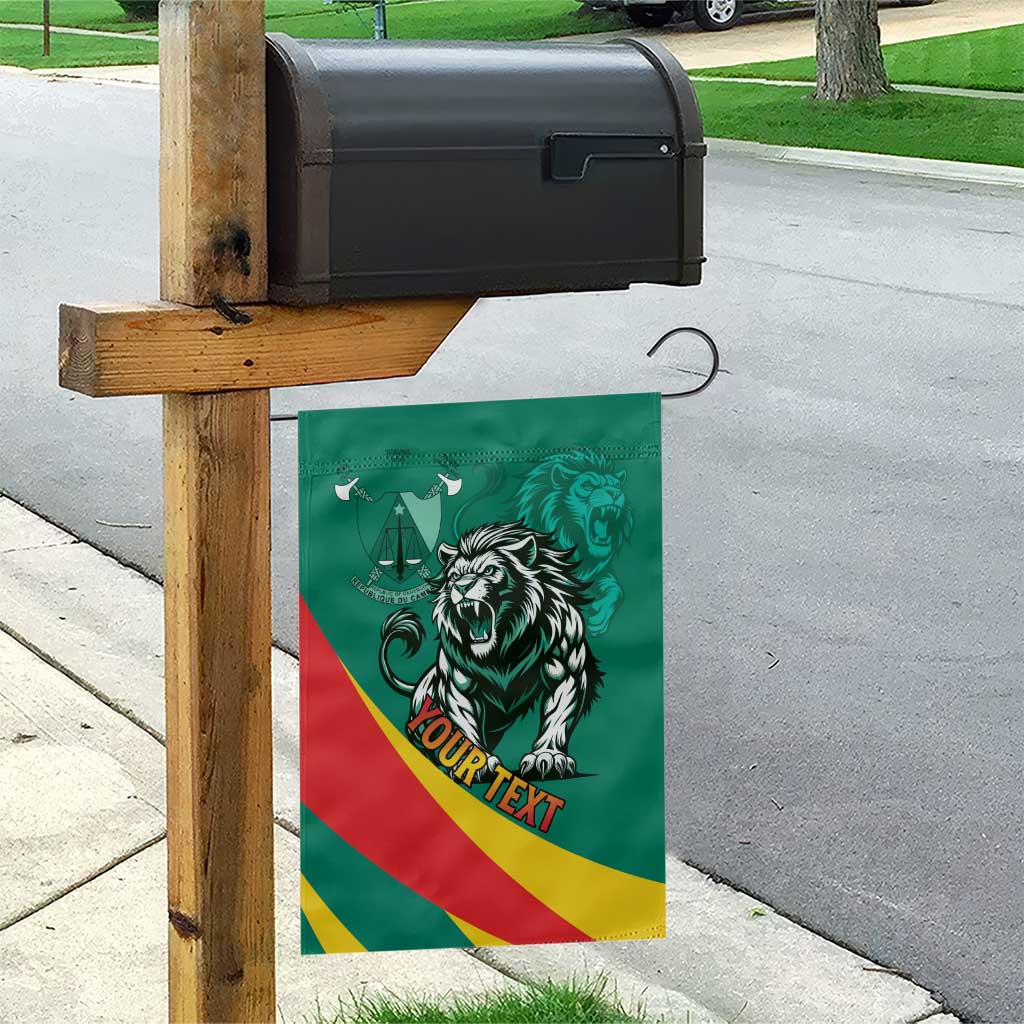 Personalised Happy Cameroon National Day Garden Flag Lion With Coat Of Arms - Curve Style
