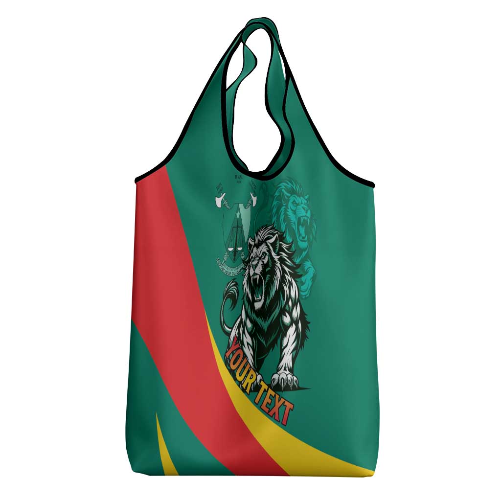 Personalised Happy Cameroon National Day Grocery Bag Lion With Coat Of Arms - Curve Style